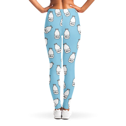 Milk Bottle Cartoon Pattern Print Women's Leggings