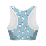 Milk Bottle Cartoon Pattern Print Women's Sports Bra