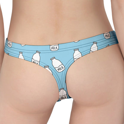 Milk Bottle Cartoon Pattern Print Women's Thong