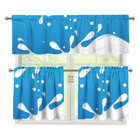 Milk Print 3 Piece Kitchen Curtains