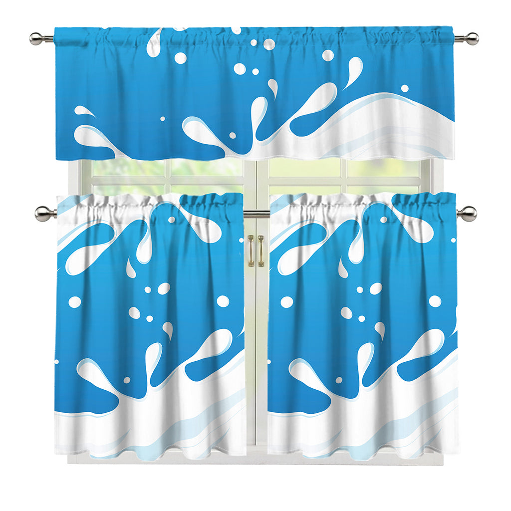Milk Print 3 Piece Kitchen Curtains