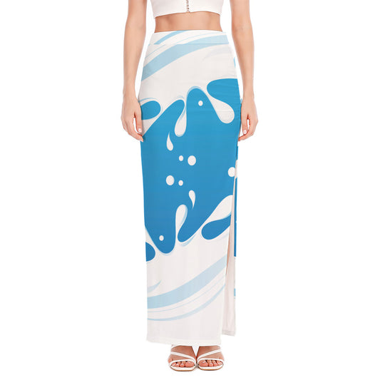 Milk Print High Slit Maxi Skirt