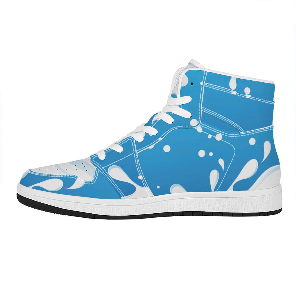 Milk Print High Top Leather Sneakers