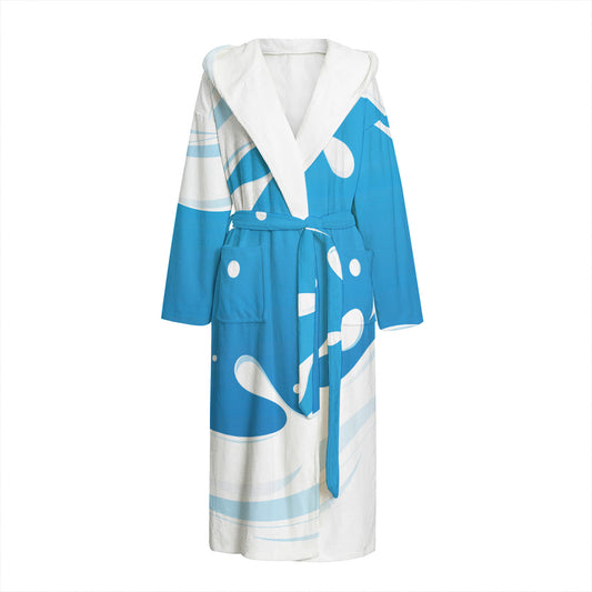 Milk Print Hooded Bathrobe