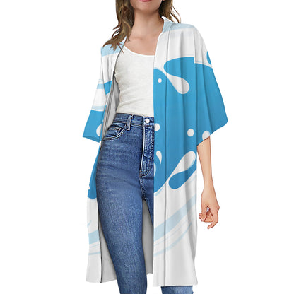 Milk Print Open Front Beach Cover Up