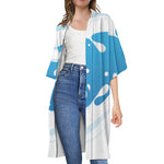 Milk Print Open Front Beach Cover Up