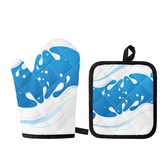 Milk Print Oven Mitt And Pot Holder Set