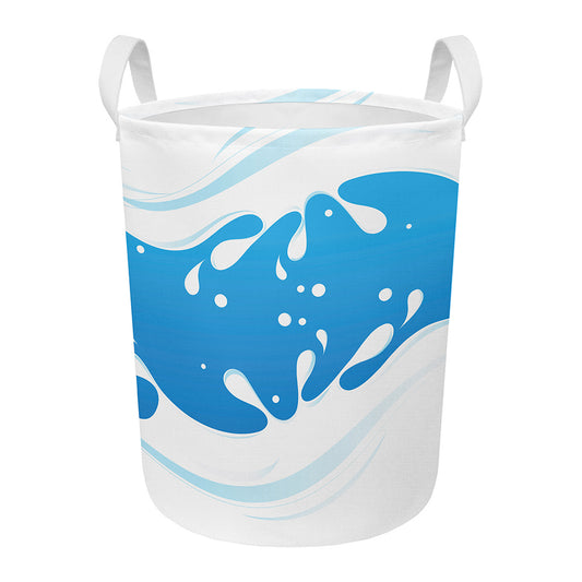 Milk Print Round Laundry Basket
