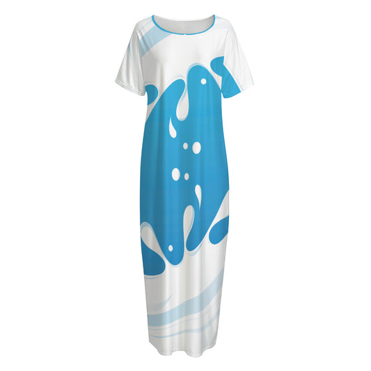 Milk Print Short Sleeve Long Nightdress