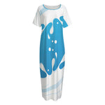 Milk Print Short Sleeve Long Nightdress