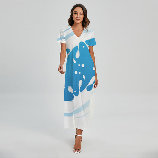 Milk Print Short Sleeve Maxi Dress