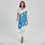 Milk Print Short Sleeve Maxi Dress