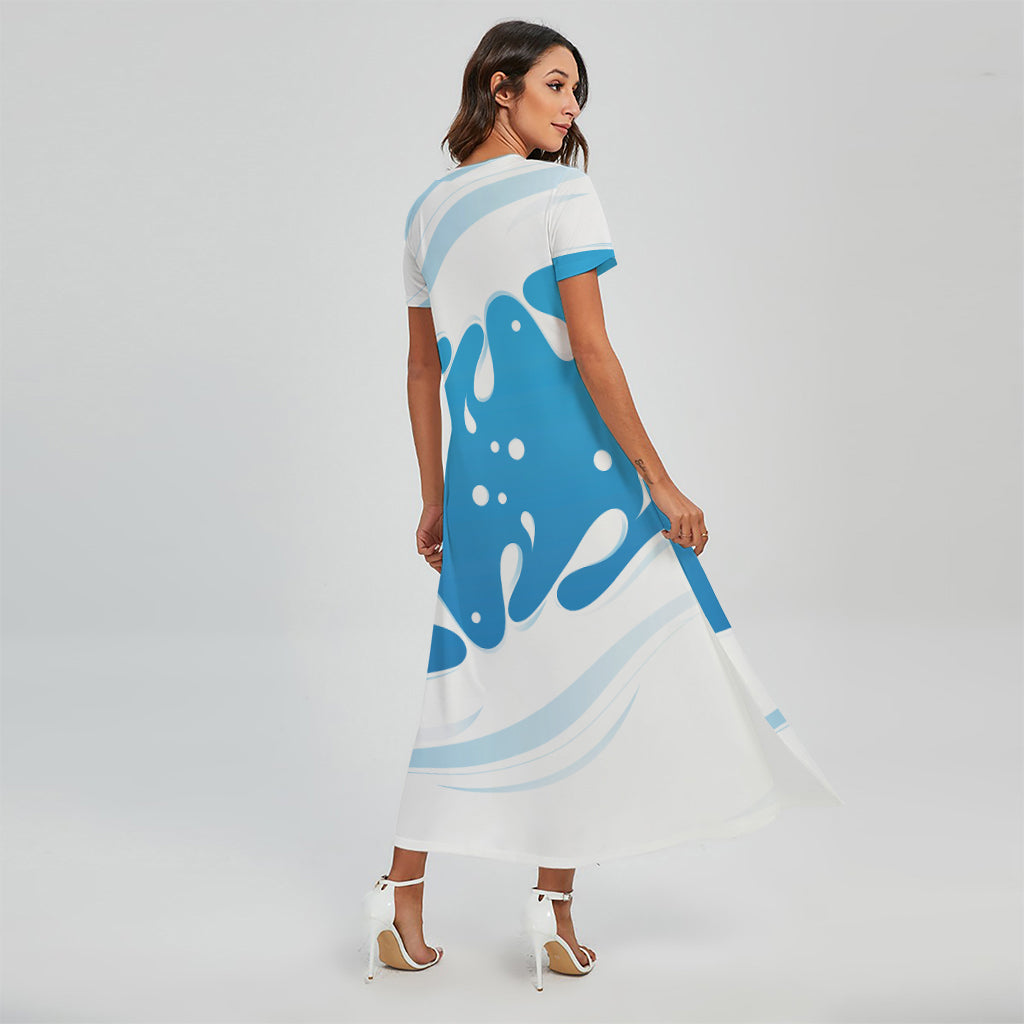 Milk Print Short Sleeve Maxi Dress