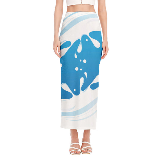 Milk Print Side Slit Maxi Skirt