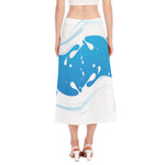 Milk Print Side Slit Midi Skirt