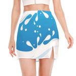 Milk Print Side Slit Mini Skirt