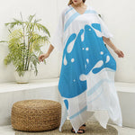 Milk Print Silk V-Neck Kaftan Dress