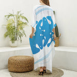Milk Print Silk V-Neck Kaftan Dress