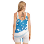 Milk Print Sleeveless One Piece Swimsuit