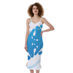 Milk Print Slim Fit Midi Cami Dress