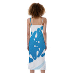 Milk Print Slim Fit Midi Cami Dress