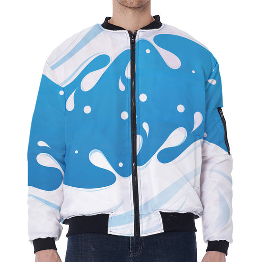 Milk Print Zip Sleeve Bomber Jacket