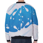 Milk Print Zip Sleeve Bomber Jacket