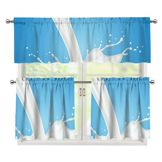 Milk Splash Print 3 Piece Kitchen Curtains
