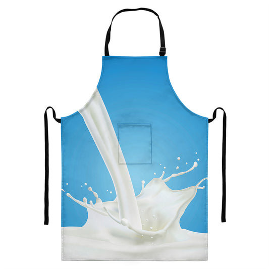 Milk Splash Print Bib Apron With Pocket
