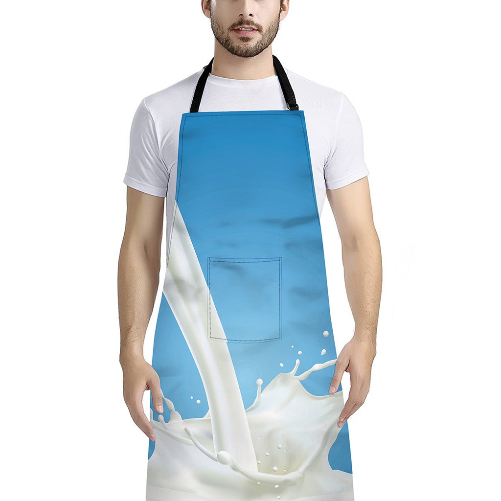 Milk Splash Print Bib Apron With Pocket