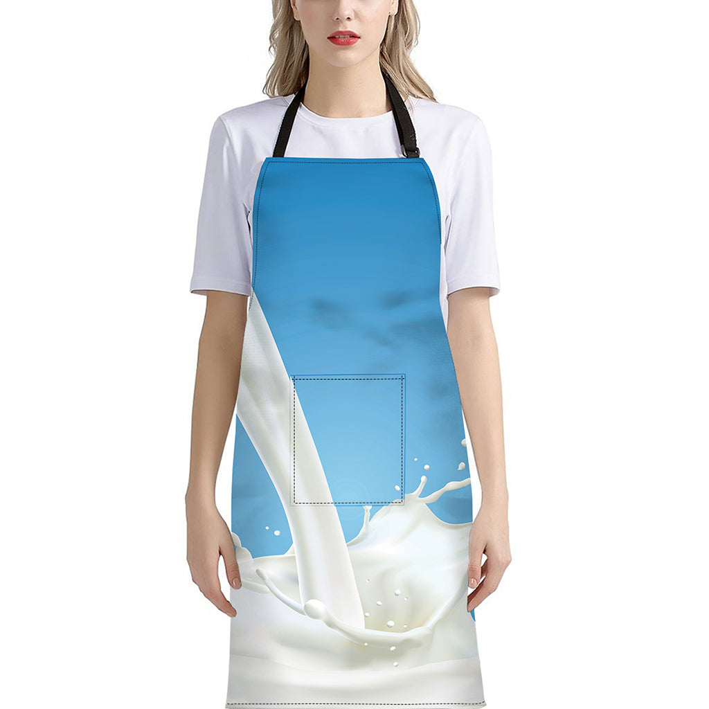 Milk Splash Print Bib Apron With Pocket