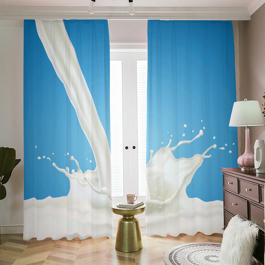Milk Splash Print Blackout Pencil Pleat Curtains