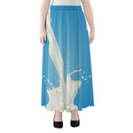 Milk Splash Print Chiffon Maxi Skirt