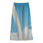Milk Splash Print Cotton Front Slit Maxi Skirt