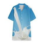 Milk Splash Print Cotton Hawaiian Shirt