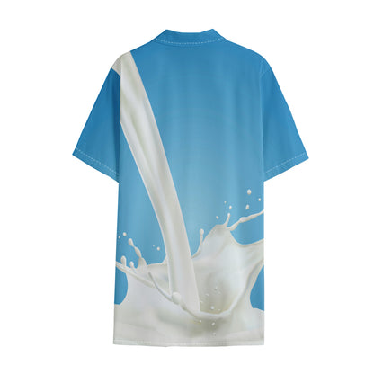 Milk Splash Print Cotton Hawaiian Shirt