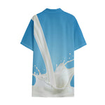 Milk Splash Print Cotton Hawaiian Shirt