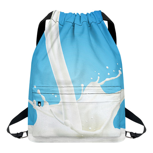 Milk Splash Print Drawstring Backpack