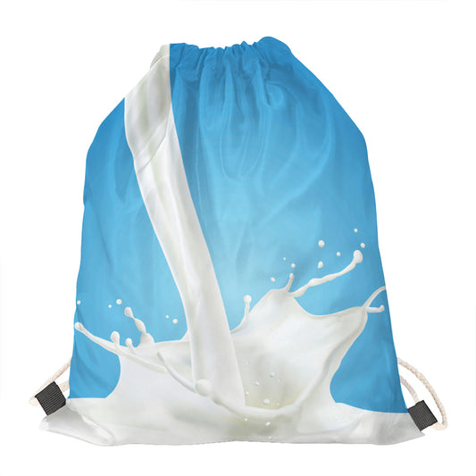 Milk Splash Print Drawstring Bag
