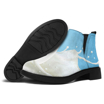 Milk Splash Print Flat Ankle Boots
