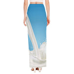 Milk Splash Print High Slit Maxi Skirt