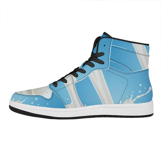 Milk Splash Print High Top Leather Sneakers