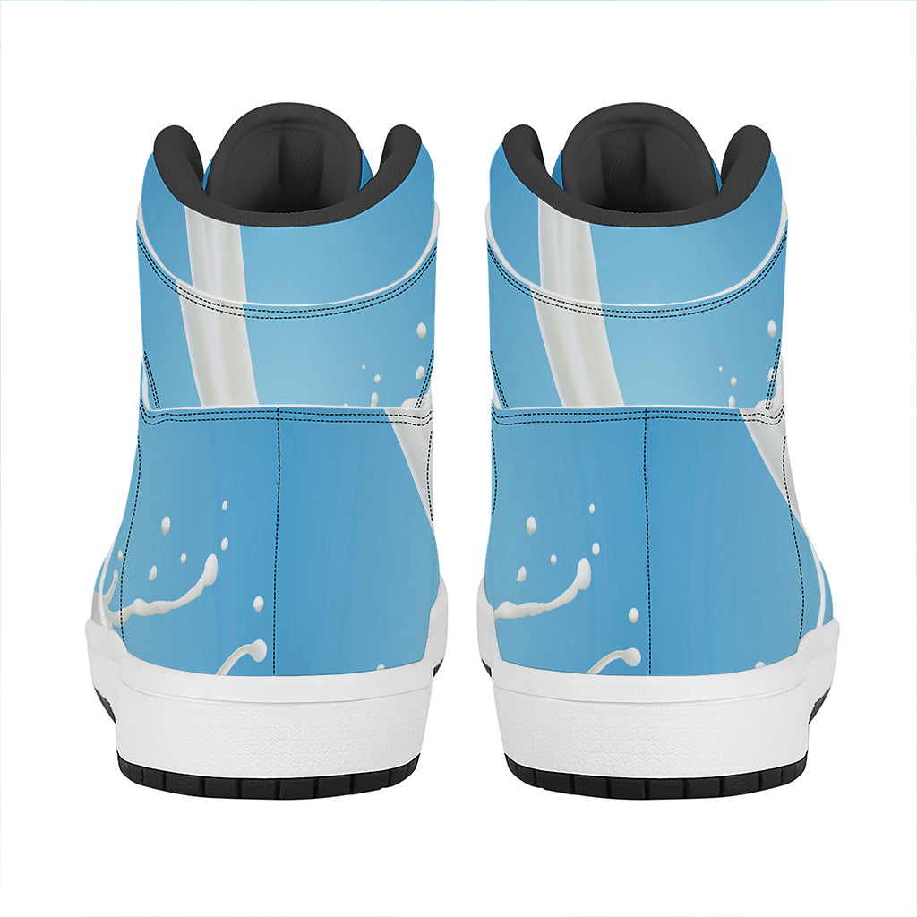 Milk Splash Print High Top Leather Sneakers