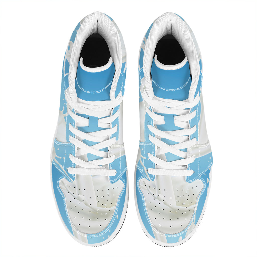 Milk Splash Print High Top Leather Sneakers