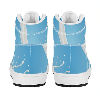 Milk Splash Print High Top Leather Sneakers