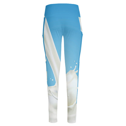 Milk Splash Print High-Waisted Pocket Leggings