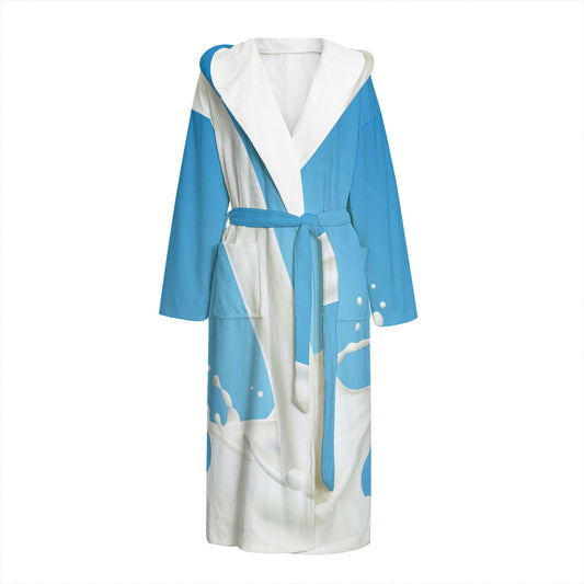 Milk Splash Print Hooded Bathrobe