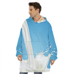 Milk Splash Print Hoodie Blanket