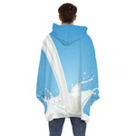 Milk Splash Print Hoodie Blanket