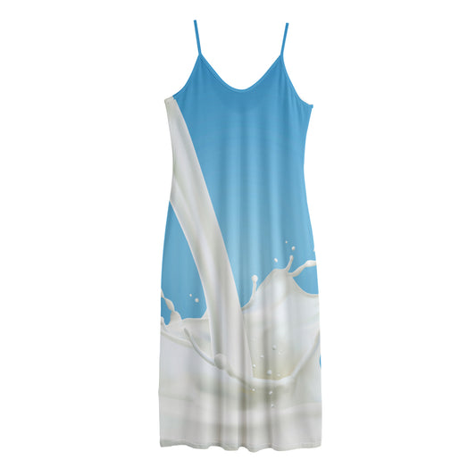 Milk Splash Print Jersey Midi Cami Dress